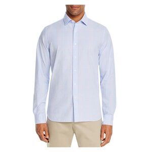 The Mens store Mens Light Blue Plaid Long Sleeve Button Down Casual Shirt M